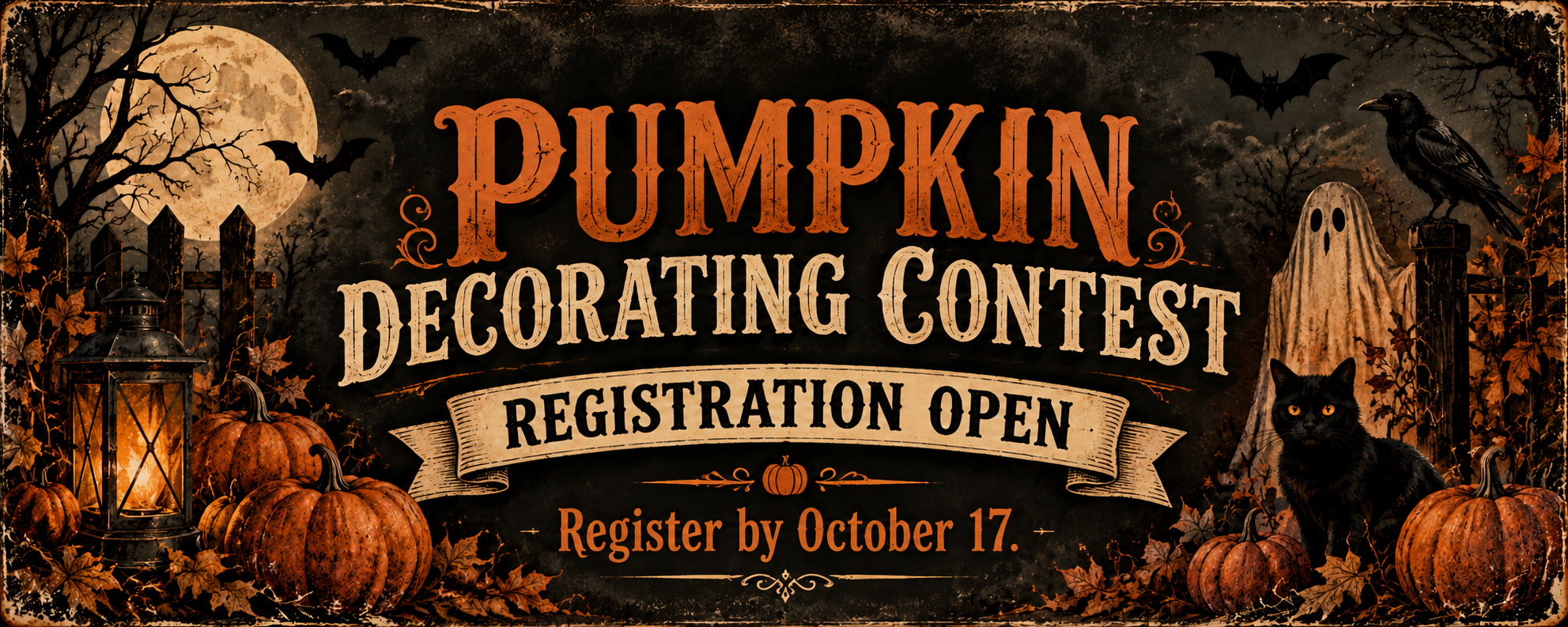 Pumpkin Decorating Contest. Registration open. Register by October 17.
